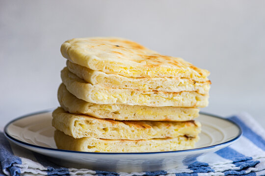 Traditional dish of Georgian imeruli khachapuri bread