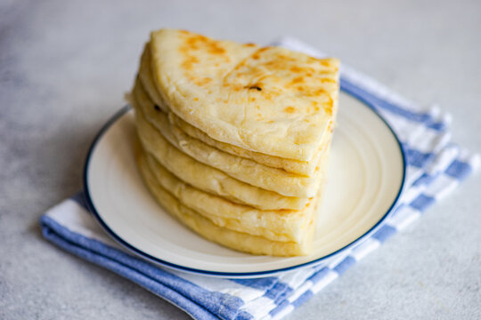 Traditional dish of Georgian imeruli khachapuri bread