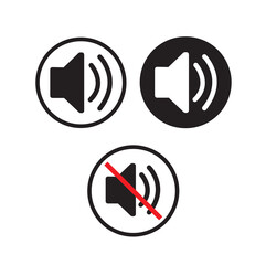 Iconos con el símbolo de volumen encendido y apagado. Vector