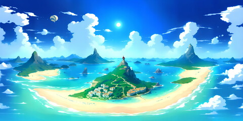 beautiful landscape with beach and sea