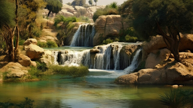 Nature's Symphony: Waterfalls. Generative AI © AIproduction