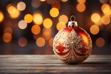 Closeup of one ornate christmas ball. Generative AI