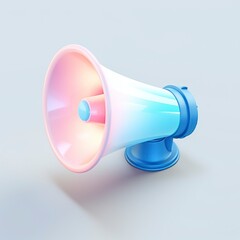 A megaphone icon, bright pastel color-