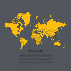 World map illustration. Low poly pattern. Vector background with sample text for web design, template, infographics, global business, travel