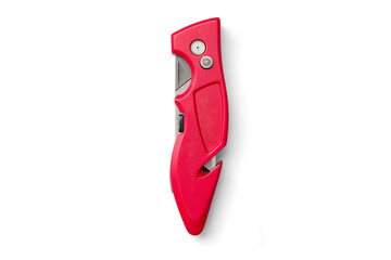 Red Box Cutter with retractable blade with transparent shadow