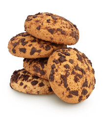 oatmeal chocolate chip cookie isolated on white background