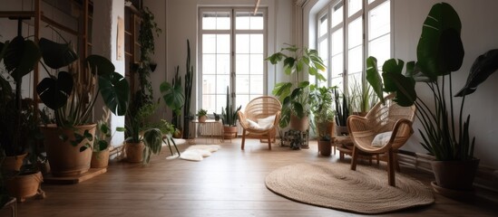 Fototapeta premium House with room with rattan chairs 