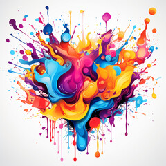 Obraz premium festival of colors holi splashes of drops of multi-colored colors yellow blue on a white background pattern