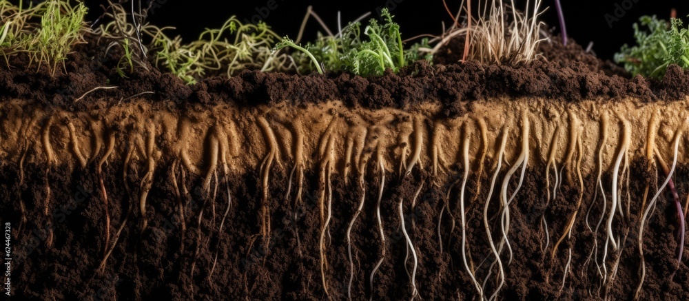 Wall mural roots of plant growing underground