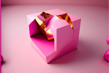 3d render love luxury valentine pink