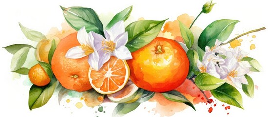 Watercolor drawing of fresh orange