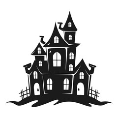 Halloween haunted house silhouette 
 vector illustration, Spooky house,  buildings isolated on white background