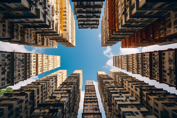 Vertical Living Highrise Apartment Buildings in a Metropolitan City
