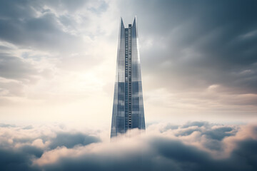 Architectural Marvel. Futuristic Skyscraper Piercing the Clouds