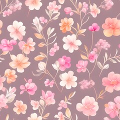 Watercolor Tropical flower plant background seamless patterns generative ai