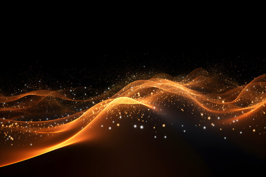 Fototapeta Wave of bright particles. Sound and music visualization. 