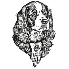 Spaniel Boykin dog portrait in vector, animal hand drawing for tattoo or tshirt print illustration sketch drawing