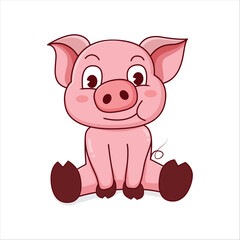 Obraz na płótnie Canvas Vector cute pig cartoon style
