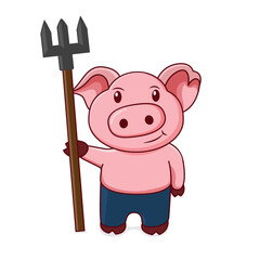 Vector cute pig cartoon style