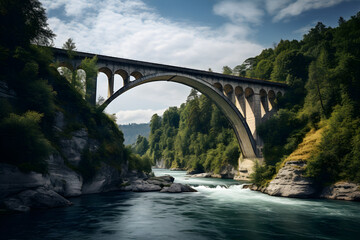 Arch Bridge Spanning over a Scenic River