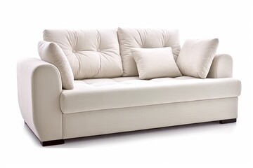 Fototapeta premium Modern Furniture. White Sofa, Chair Isolated on White Background