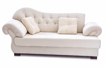 Modern Furniture. White Sofa, Chair Isolated on White Background