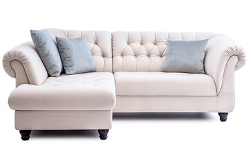 Fototapeta premium Modern Furniture. White Sofa, Chair Isolated on White Background