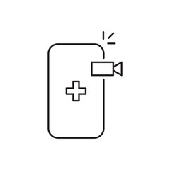 Obraz premium online professional doctor icon, video chat icon with doctor - telemedicine line web icon - editable stroke vector