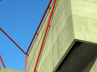 red and blue building