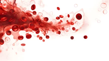 Foto auf Acrylglas Makrofotografie blood cells wave on white background