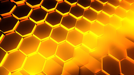 digital neon yellow hexagonal honeycomb background