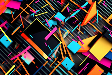 Colorful abstract geometric y2k retro background. Ai generative