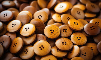 Obraz premium Background of wooden buttons of different sizes.