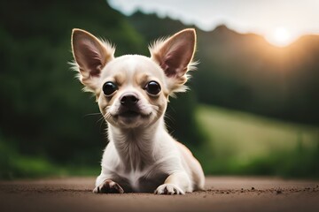chihuahua puppy sitting on the floor