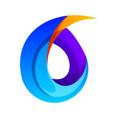 colorful number 6 icon logo design