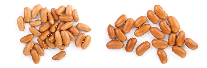 brown kidney bean isolated on white background. Top view. Flat lay