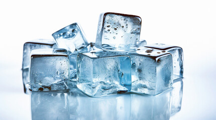ice cubes on a white background