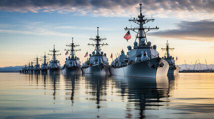 military ships on sea. maritime navy warship