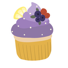 cupcake with cherry blueberry