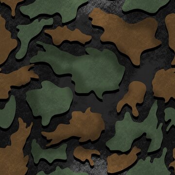 Textured camouflage seamless design in army, war colours for fabric printing repeat pattern 