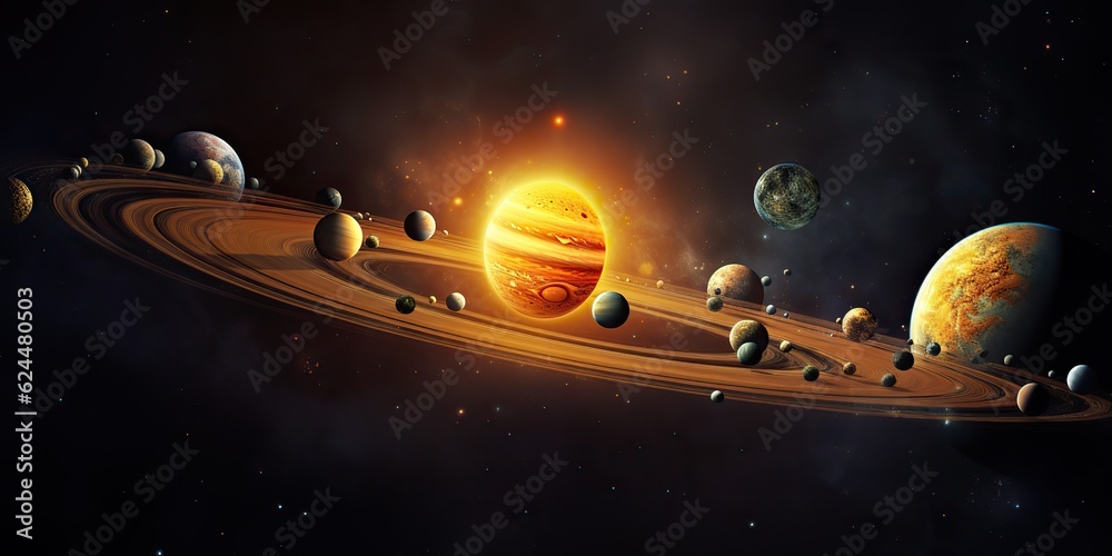 Canvas Prints ai generated. ai generative. solar system universe galaxy space planets poster background decoration