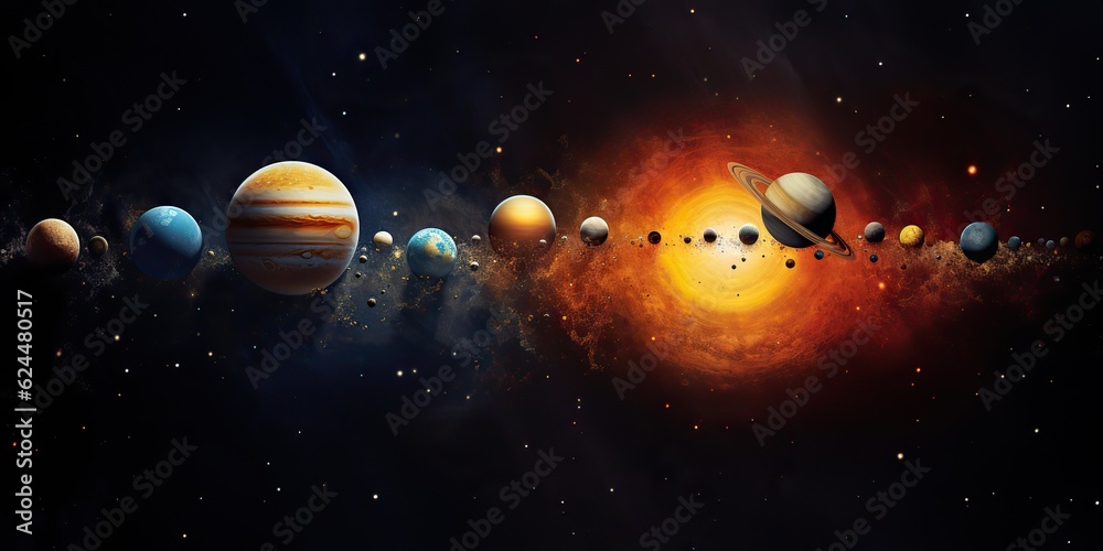 Canvas Prints ai generated. ai generative. solar system universe galaxy space planets poster background decoration