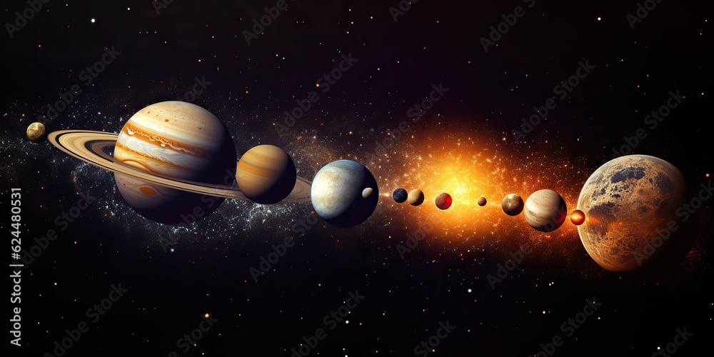 Canvas Prints ai generated. ai generative. solar system universe galaxy space planets poster background decoration