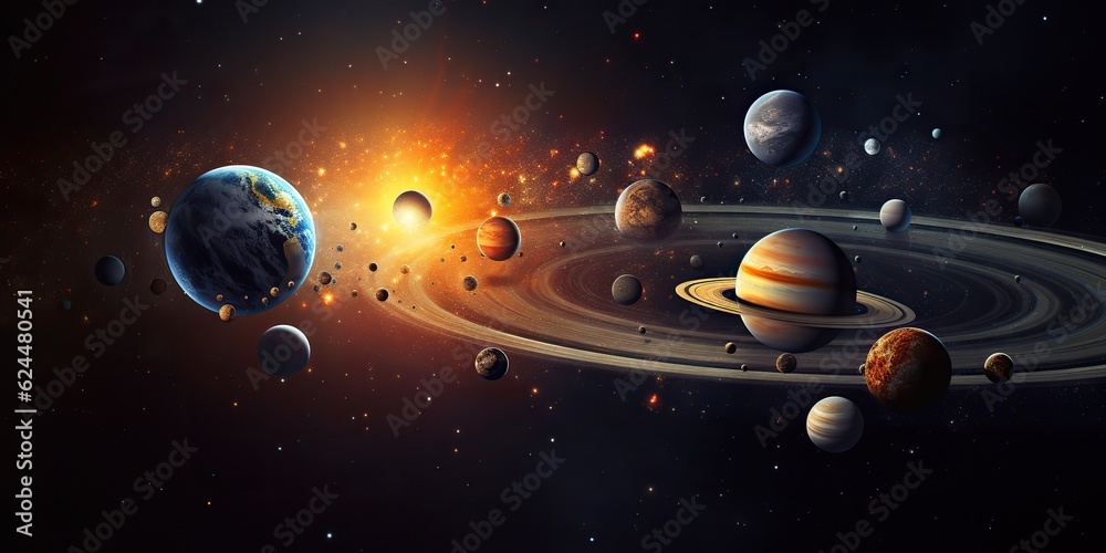 Canvas Prints ai generated. ai generative. solar system universe galaxy space planets poster background decoration