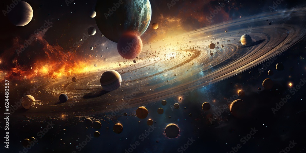 Canvas Prints ai generated. ai generative. solar system universe galaxy space planets poster background decoration