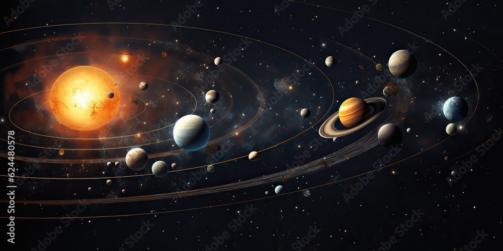 Canvas Prints ai generated. ai generative. solar system universe galaxy space planets poster background decoration