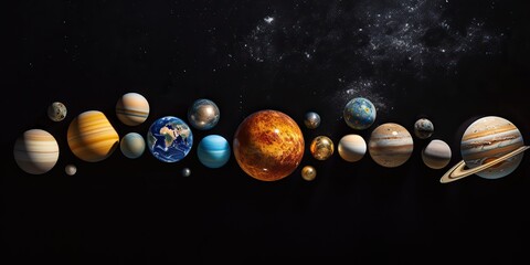 AI Generated. AI Generative. Solar system universe galaxy space planets poster background decoration. Graphic Art