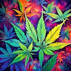 Fototapeta premium The image showcases the distinct shape of a marijuana leaf, representing the presence of cannabis and its associations with natural, medicinal, and recreational aspects within society.