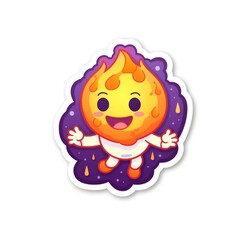 Obraz premium funny little planet character, sticker isolated on white, ai tools generated image