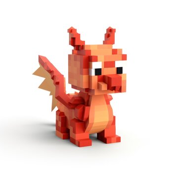 cute little dragon character in style of 3D pixel art, ai tools generated image